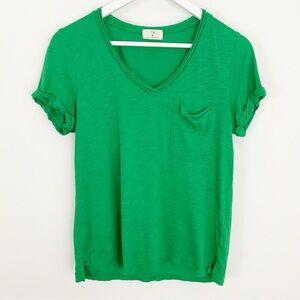 T.La XS Green Relaxed Rolled Short Sleeve Tee with Pocket